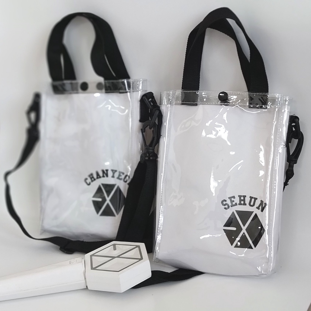 SEHUN CHANYEOL EXO TAS SELEMPANG TRANSPARAN PVC KANVAS MIKA SLING BAG EXO