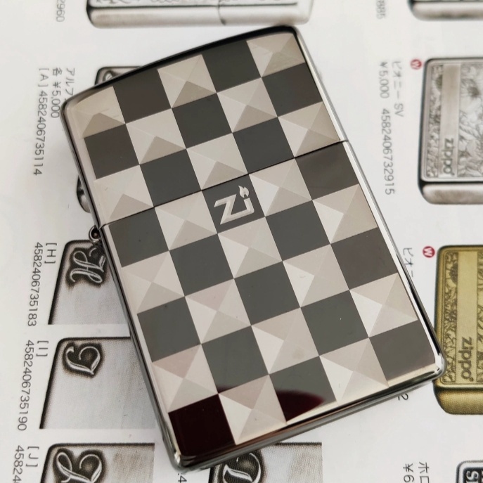 BISA COD! Korek Zippo Black Ice Motif Catur Chessboard Premium Grade Ori - Free Box MANCIS ZIPPO MOTIF CATUR