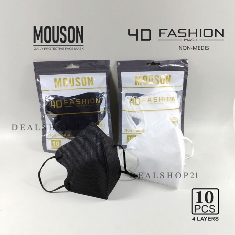 MOUSON 4D Fashion, Masker Dewasa 4ply Fashion isi 10 Pcs Disposable Mask