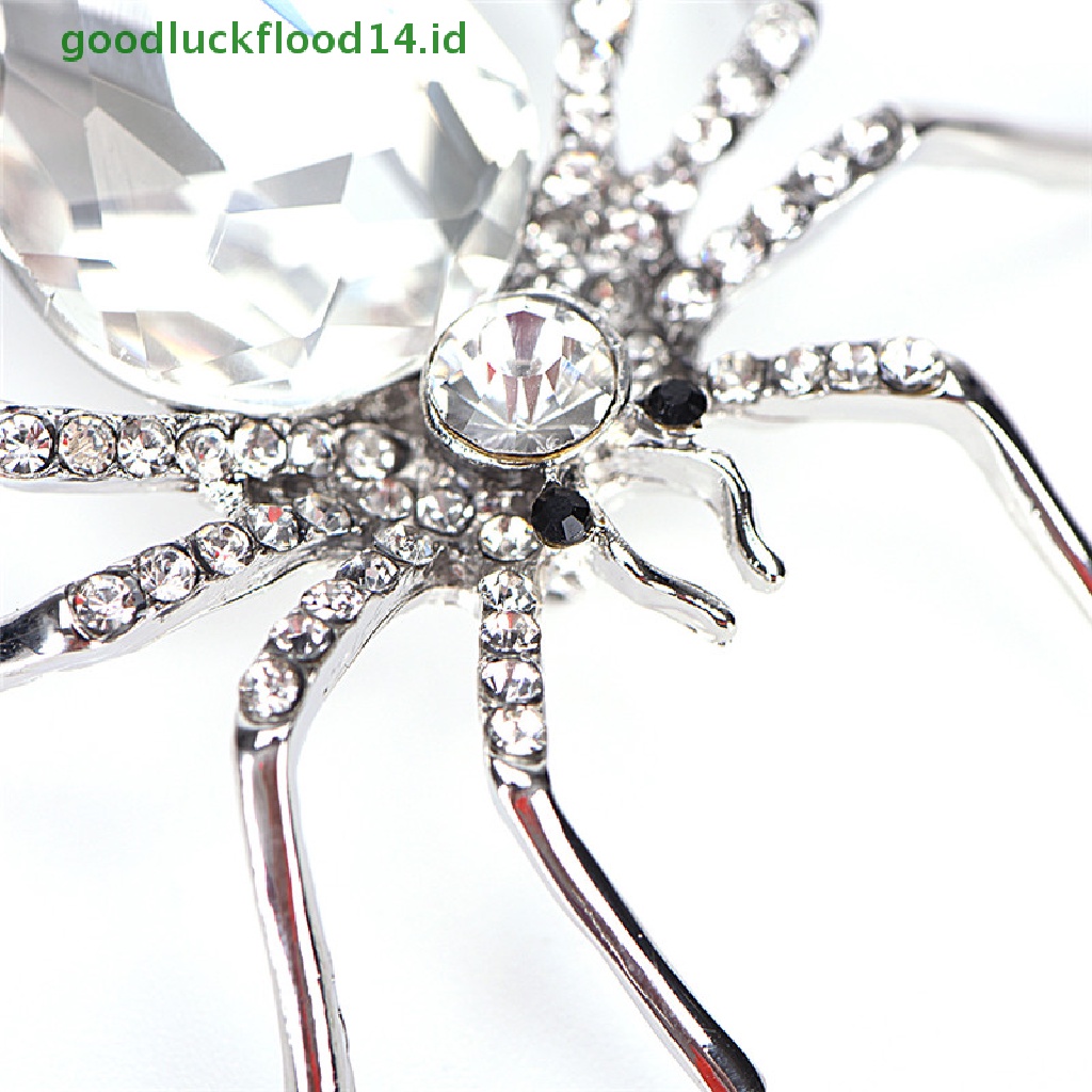 [GOOGFOUR] Spider Putih Perak Disepuh Fashion Bros Perhiasan Elegan Kristal Brooch Pin [TOP]