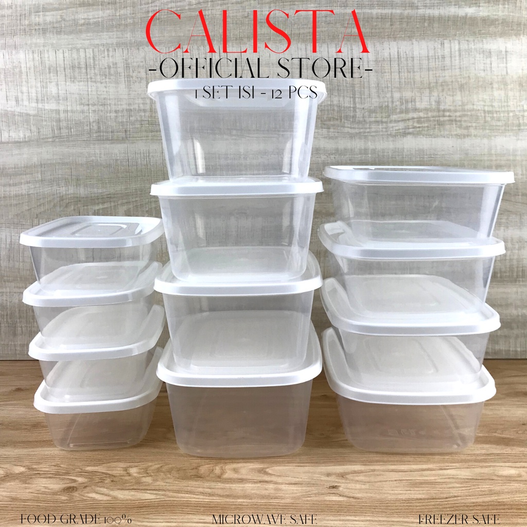 FOOD CONTAINER TOPLES CALISTA FURANO BENING PUTIH TRANSPARANT SET ISI 12PCS FOOD PREP PREPARATION KULKAS TEMPAT WADAH PENYIMPANAN MAKANAN SET