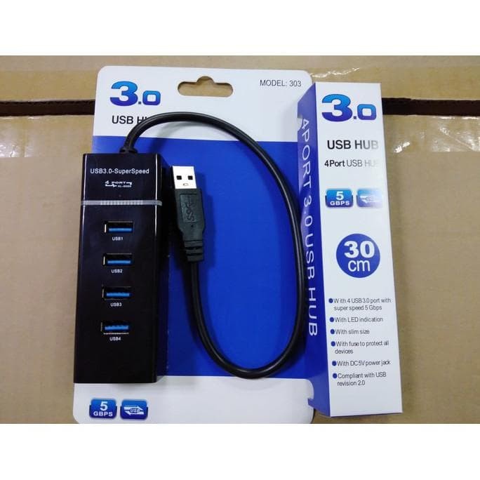 USB HUB 3.0 MODEL 303 4 PORT HIGH SPEED LED INDICATION 30CM