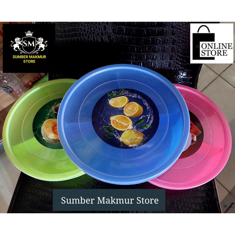 TEMPAT MAKAN/KOTAK MAKAN PLASTIK MODEL BULAT MOTIF BUAH