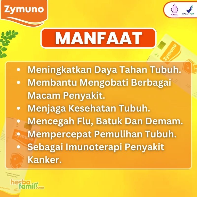 ZYMUNO - Vitamin Herbal Cegah Kanker Tingkatkan Daya Tahan Tubuh Imun Jaga Kesehatan Tubuh Cegah Flu Demam Batuk Masalah Pencernaan Bantu Percepat Penyembuhan Penyakit Booster Imun Isi 200ml