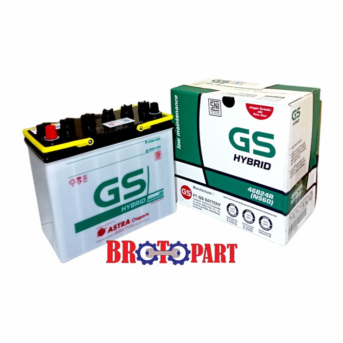 Aki mobil GS ASTRA Hybrid NS60 45Ah Accu siap pakai