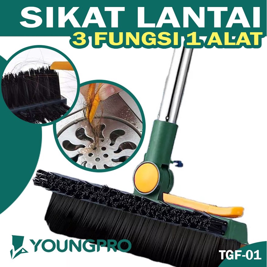 TOILET GAP FLOOR BRUSH +FLOOR SQUEZZER WITH CLIP Sikat Toilet sikat kamar mandi Sikat Dorong Lantai Dengan Wiper Alat Pembersih Lantai Kaca 2IN1 TGF-01