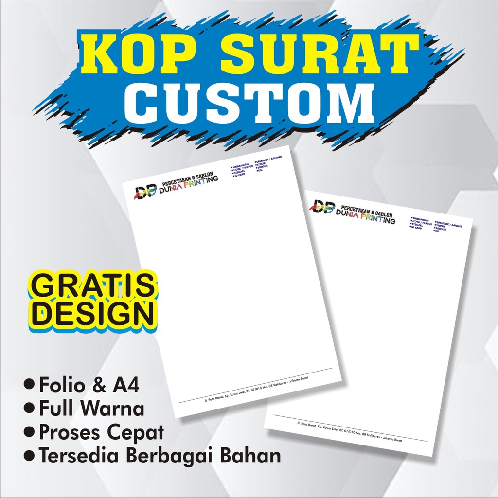 

Cetak Kop Surat F4 / A4 Full Color