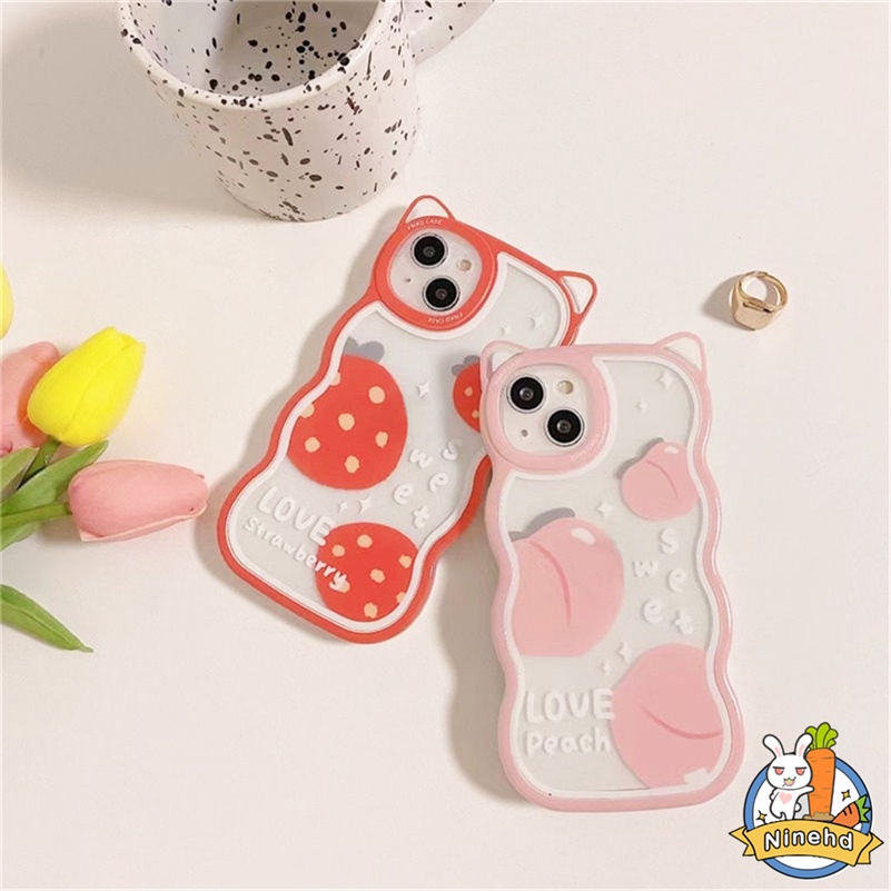 IPHONE Casing Kompatibel Untuk Iphone14 13 12 11 Pro Max X Xr Xs Max8 7 6 6s Plus SE Gaya Kecil Segar Telinga Kucing Casing Ponsel Silikon Transparan Tahan Jatuh Soft Case Cover Pelindung