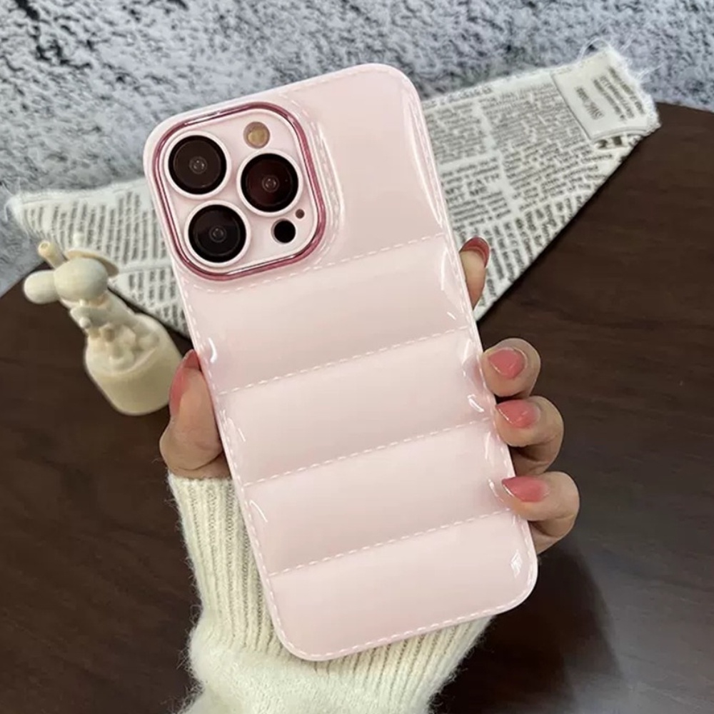 IPHONE Jaket Down Mewah Pelindung Kamera Casing Ponsel Untuk Iphone14 13 12 11 Pro XS Max X XR 7 8 Plus Puffer Case Silicon Lembut Shockproof Cover Casing