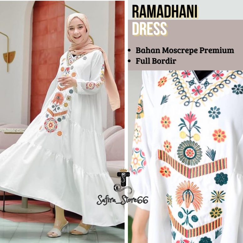 Gamis Full Bordir Jumbo Wanita Dewasa Modern-Gamis Mnyusui Crinkle Airflow  Baju Muslim Long Dress G