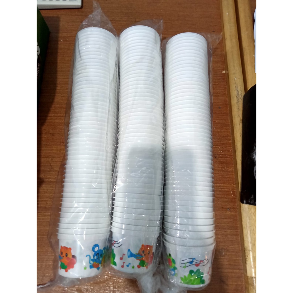 Cup Es Krim Motif Putih Susu 100 ml 50pcs/Roll / Gelas Es Krim