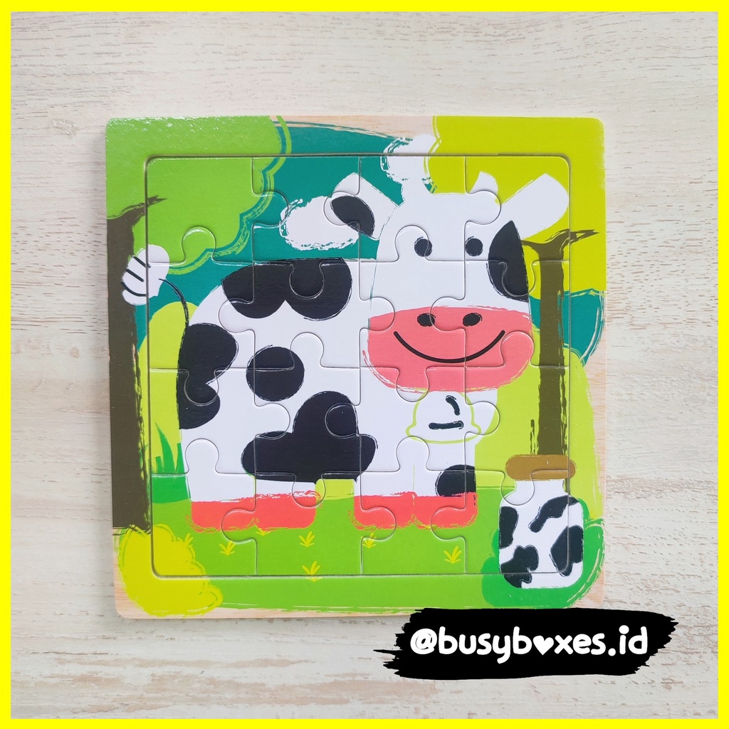 Busyboxes.id Mainan anak puzzle edukasi anak 1 2 3 tahun laki laki perempuan mainan edukasi Montessori puzzle jigsaw hewan binatang mamalia sapi