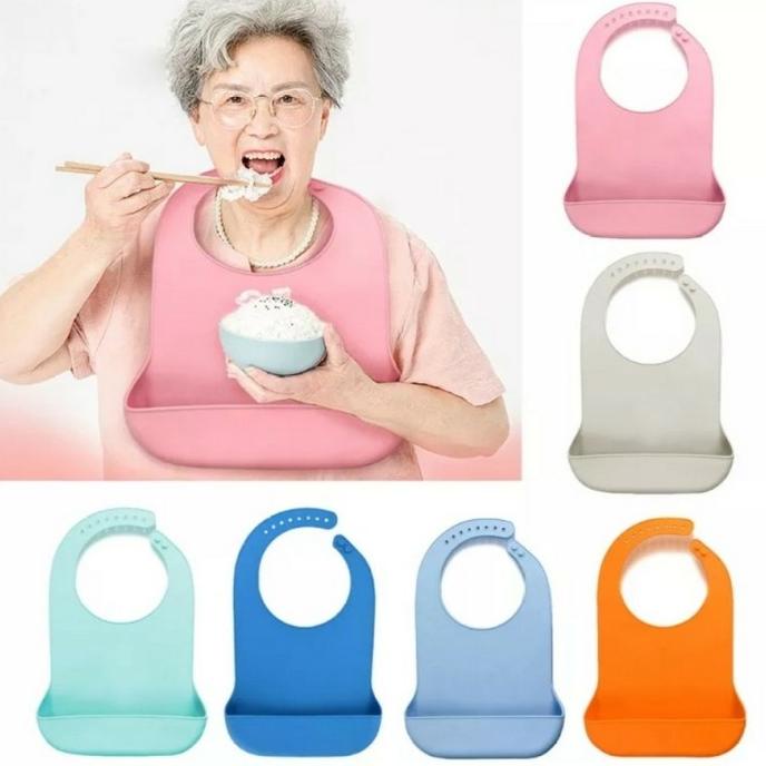 Celemek Makan Dewasa ADDULT APRON BIB Tahan Air Waterproof Silicone