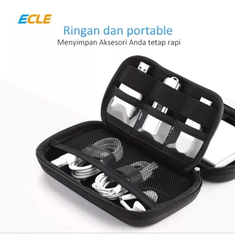 Pouch ECLE travel kit organizer cable charger Medium bag kantong cable