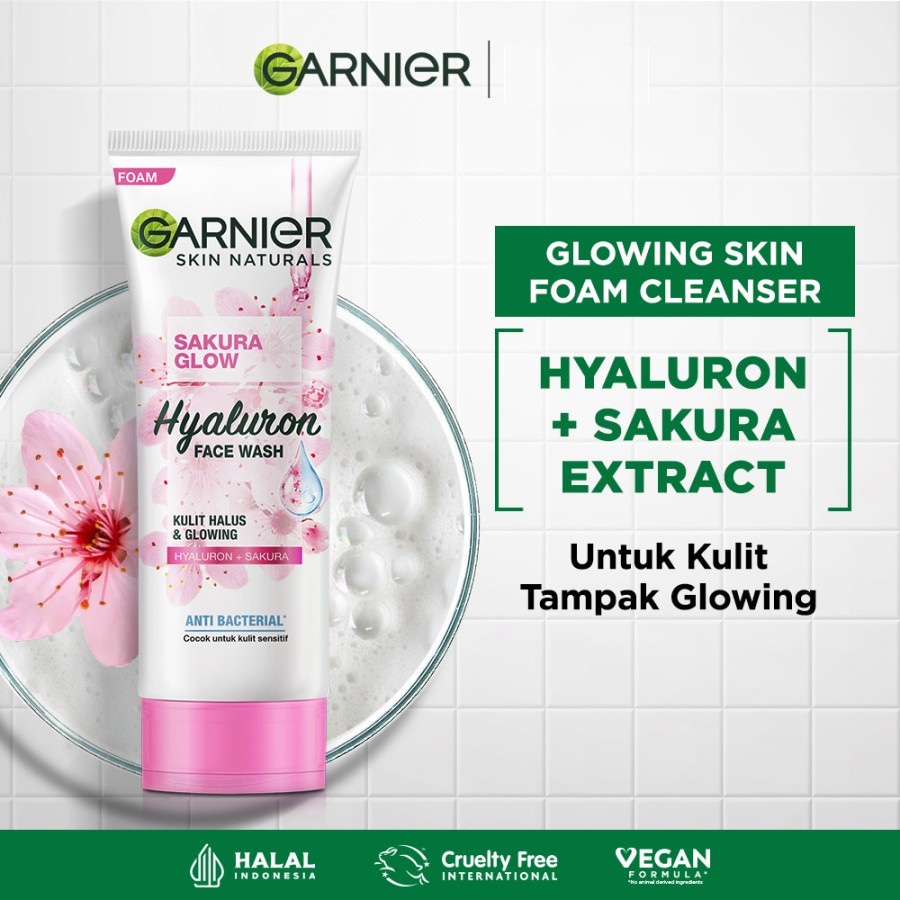 Garnier Sakura Glow Cleanser Hyaluron Face Wash - 100 ml