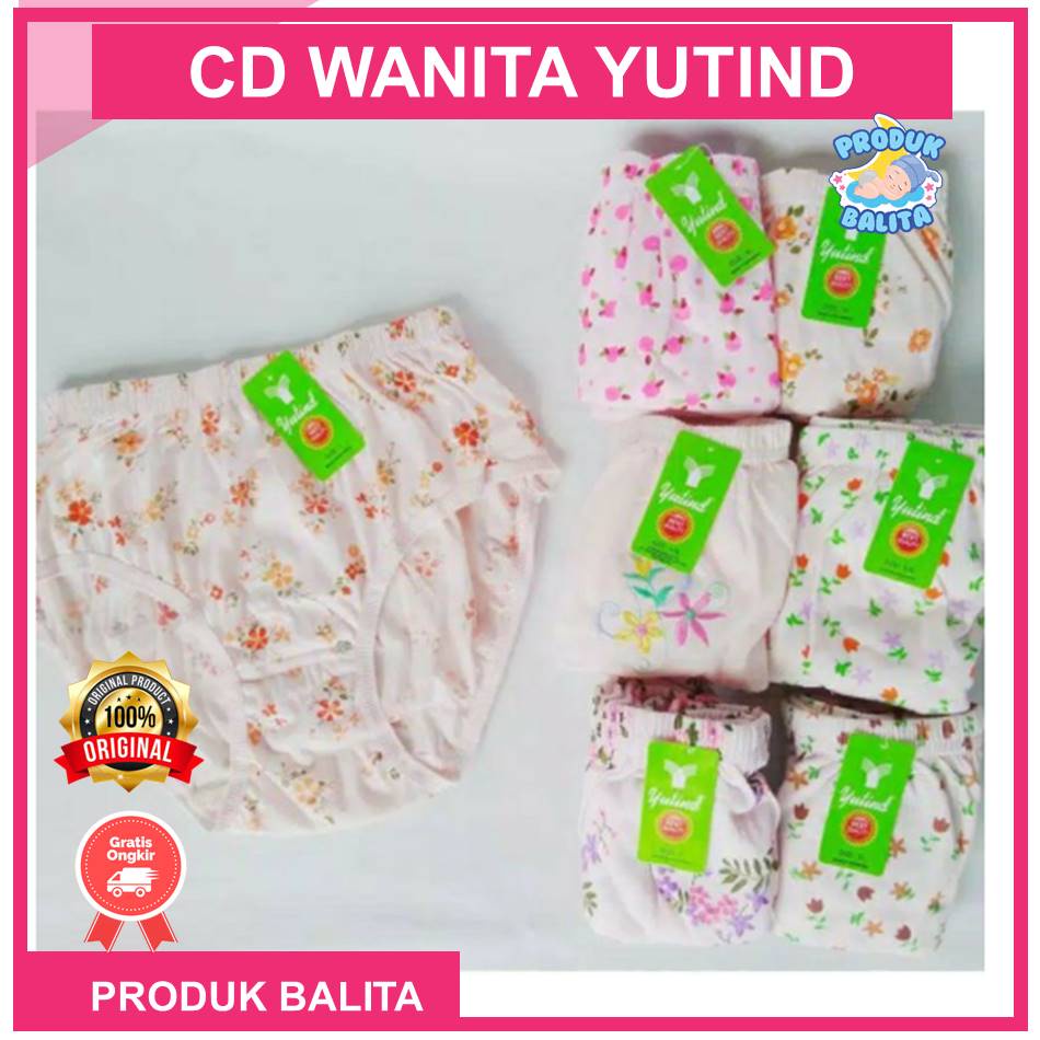 6 Pcs Celana Dalam Yutind Motif Bunga CD Wanita Bahan Katun Murah Terlaris
