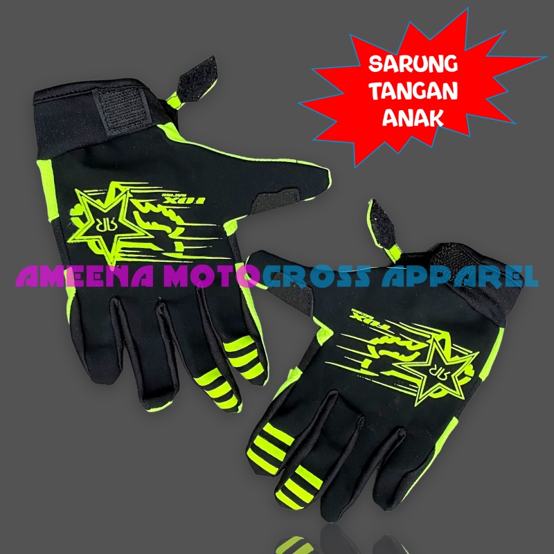 Sarung Tangan Motor Anak - Sarung Tangan Trail Anak - Sarung Tangan Motocross Anak - Sarung Tangan Anak Touring - Sarung Tangan Anak Enduro - Sarung Tangan Trabas Anak - Sarung Tangan Adventure - Fluogreen