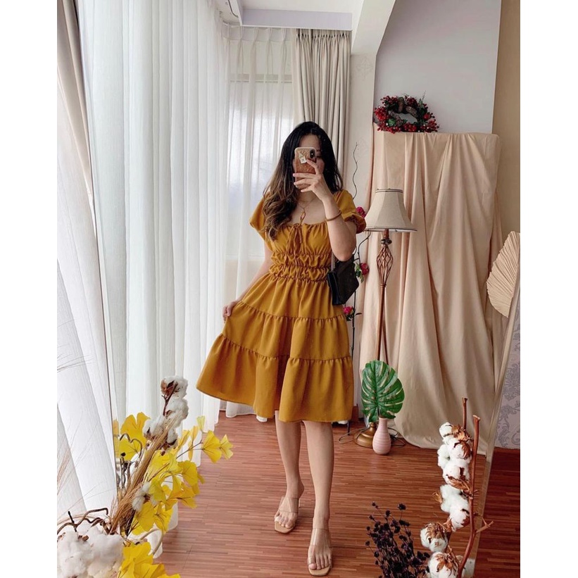 Toply shop New Dres wanita Dada karet keliling / Dres wanita elegant / Dres klara