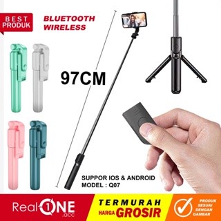 Tripod bluetooth + tongsis hp + remot control wireless live stream selfie stick S03 R1 Q07 3in1 holder kamera camera handphone - realoneacc