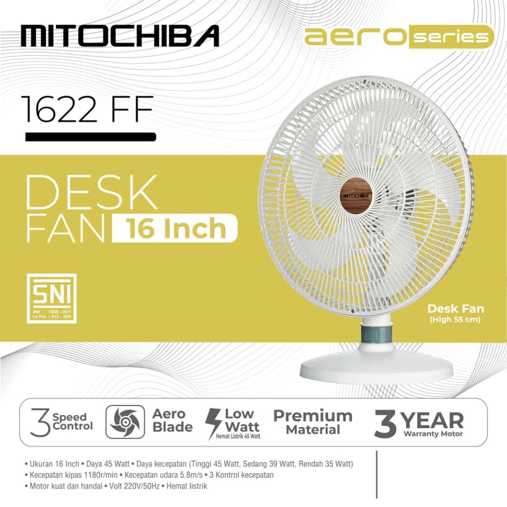 MITOCHIBA Kipas Angin Aero Series Deskfan 1622 FF Garansi Resmi