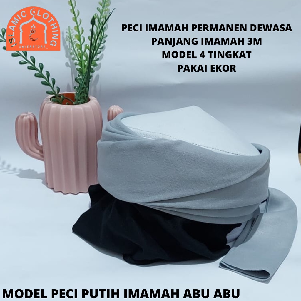 Imamah Permanen Dewasa warna Abu Abu I Peci Imamah Permanen I Sorban Permanen I Peci Habib