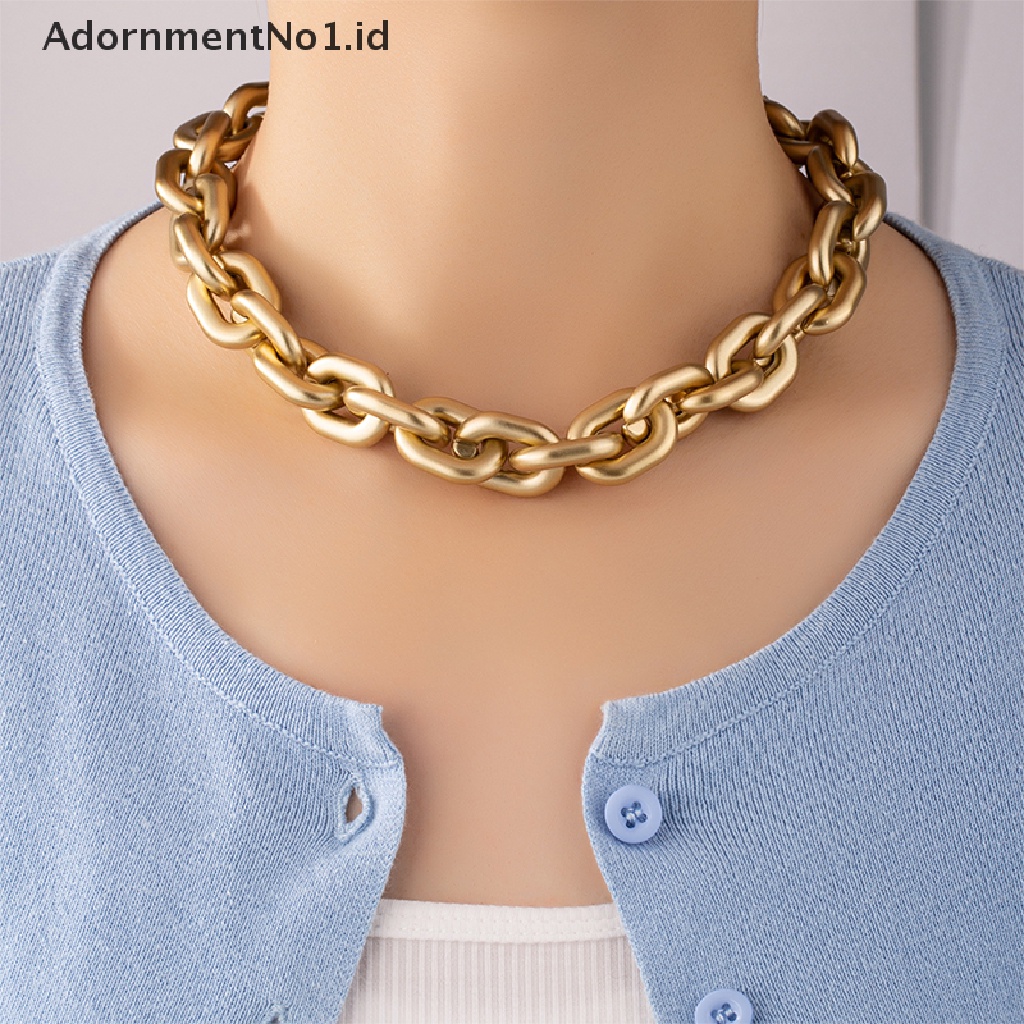 [AdornmentNo1] Kalung Rantai Akrilik Pernyataan Sederhana Punk Eropa Wanita Minoritas Warna Emas Kalung Rantai Choker Geometris Untuk Wanita [ID]