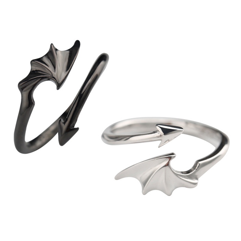 Ins Baru Hip Hop Malaikat Dan Setan Cincin Pasangan Pria Wanita Korea Sederhana Hitam Putih Siswa Hadiah Perhiasan Untuk Pertunangan Accessary