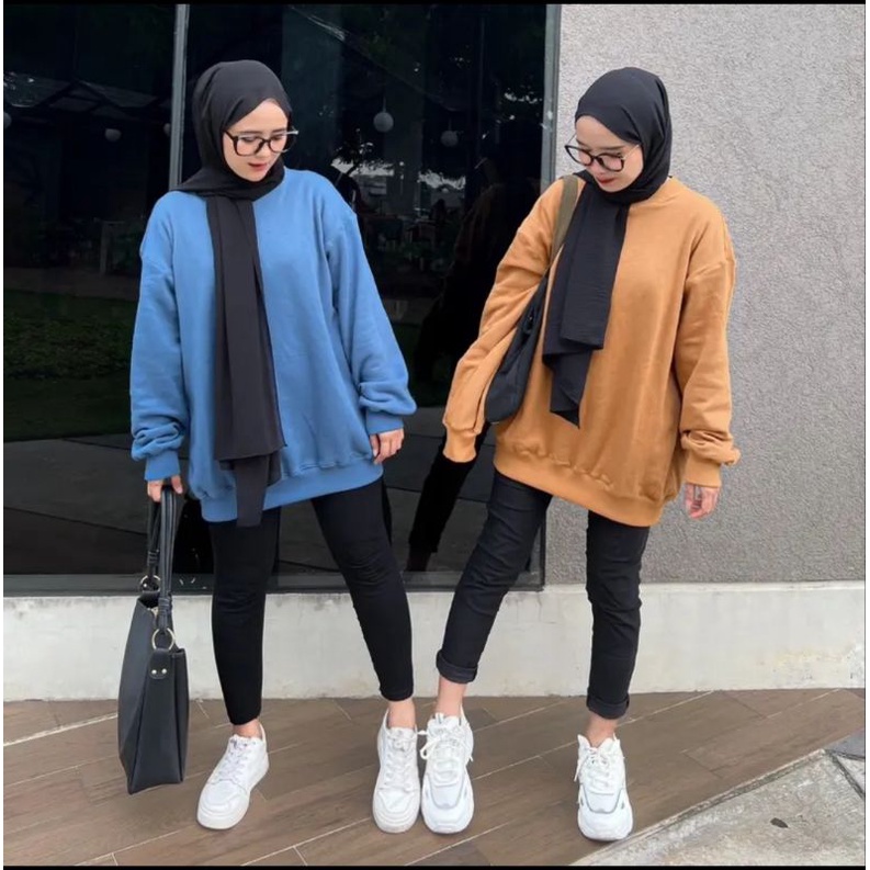 Sweater Crewneck Basic Oversize Size XXXL | Sweater OVERSIZE Bigsize Jumbo Korean Style Bahan Fleece