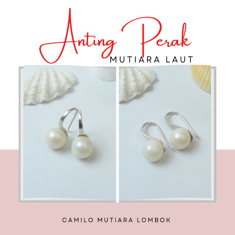 Anting Perak Sendok Mutiara Air Laut