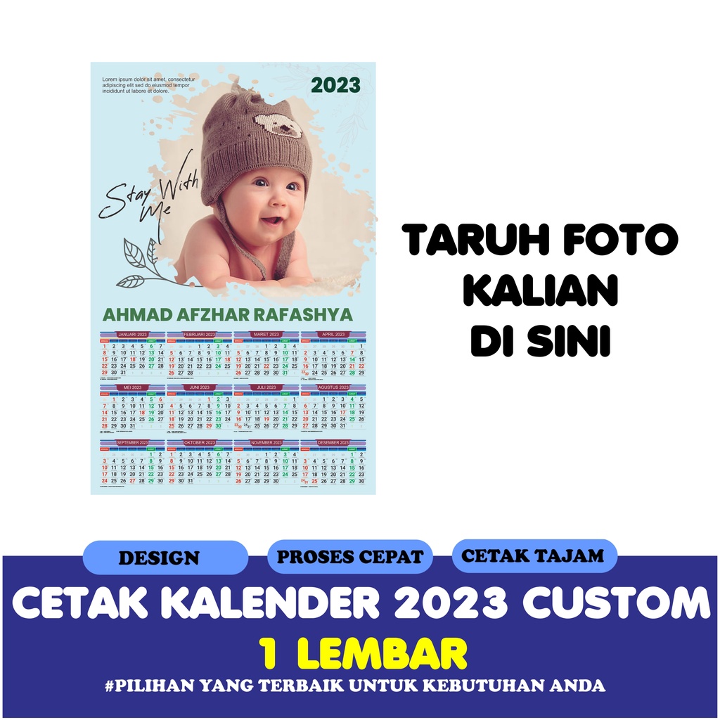 

Kalender Custome Full Collour Tahun 2023 1 lembar