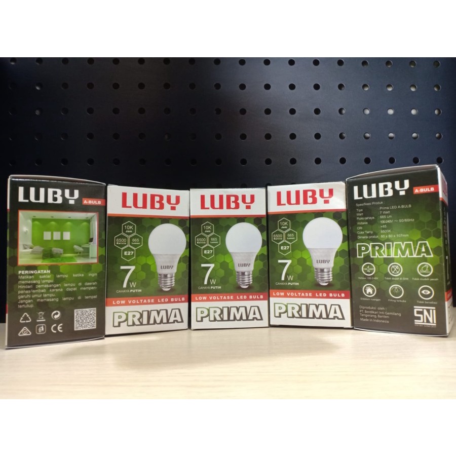 Bohlam Led LUBY PRIMA 7W Lampu Led Bulb Cahaya Putih 7 Watt