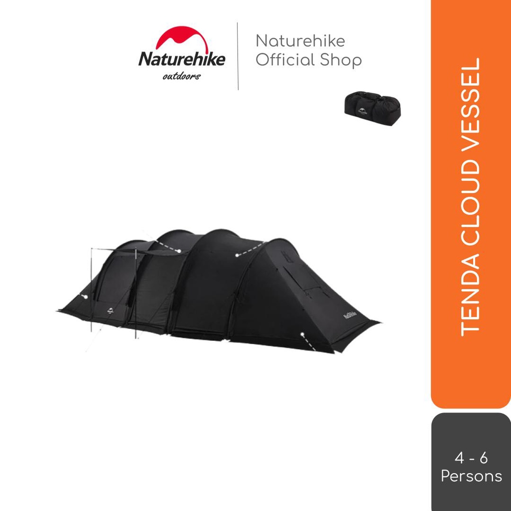 TENDA CLOUD VESSEL 4 FRAME BLACK CAMPING GLAMPING NATUREHIKE NH20ZP015