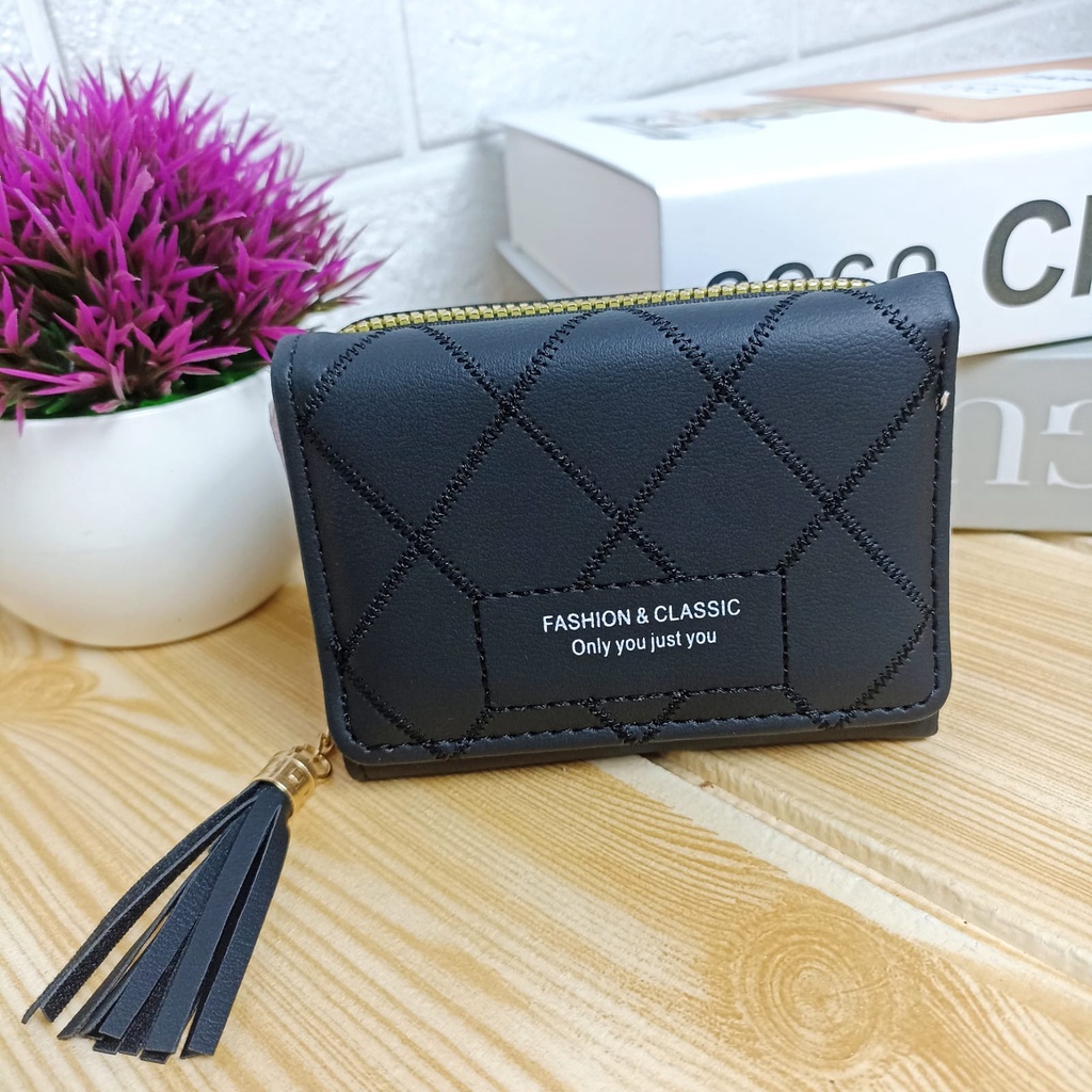 Dompet Lipat Wanita Rumbai Fashion Style Korea Dompet Cewek Mini Multifungsi Women Wallet PU Satu7an D80