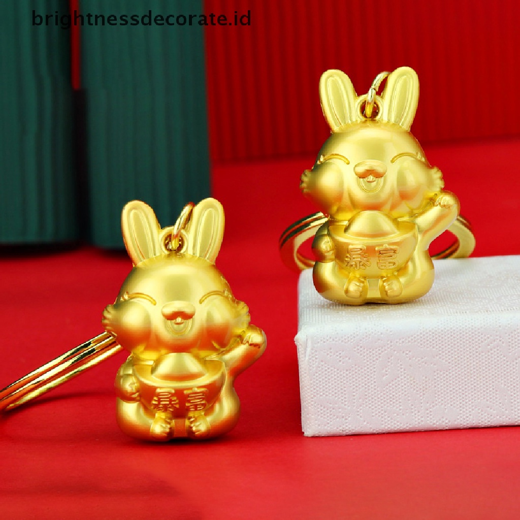 [Birth] Zodiak Cina Seng Emas Kelinci Gantungan Kunci Key Ring Ornamen Ransel Mobil Liontin Gantungan Kunci Keyring Hadiah [ID]