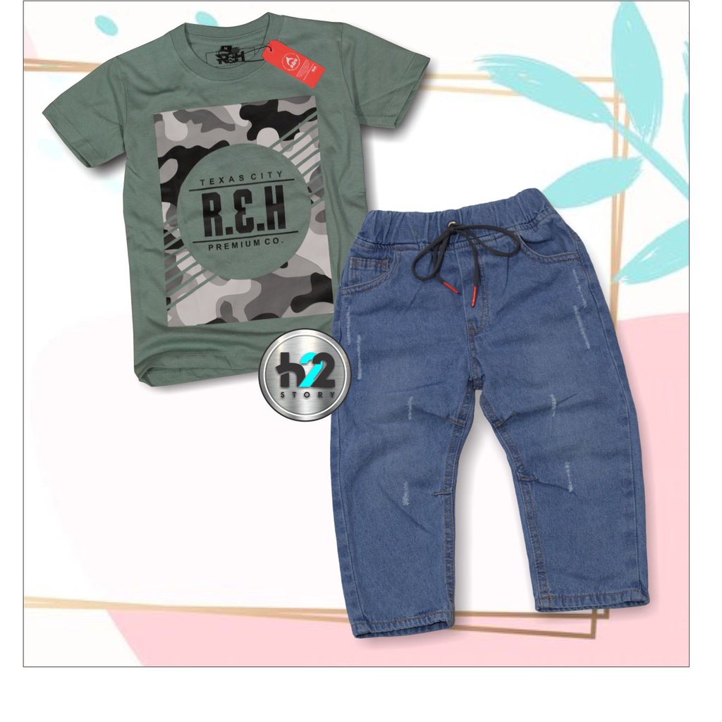 Setelan Celana Panjang Anak Bahan Jeans Untuk Usia 3-12Tahun by Him22Story