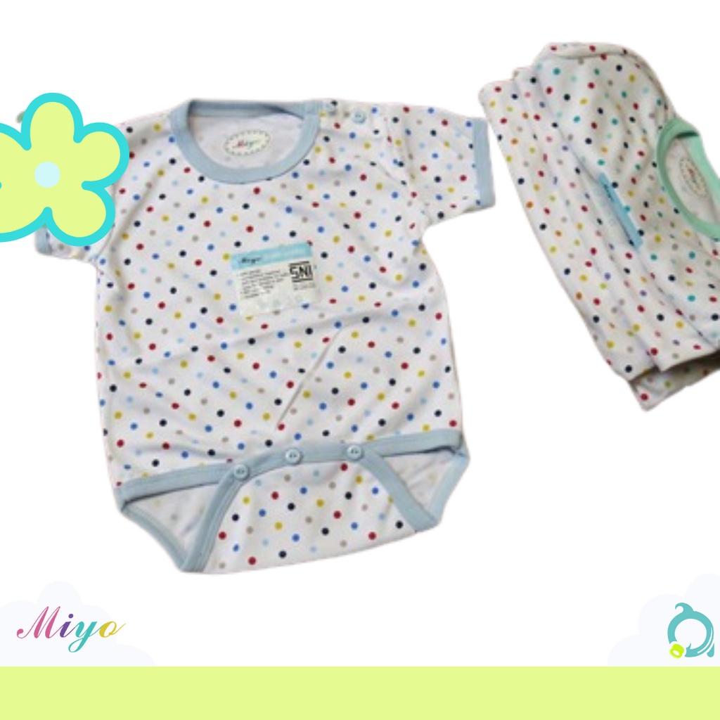 MIYO PAKET Isi 4 ( Salur / Polkadot / Merah ) Jumper / Baju kodok buka kaki / tutup kaki / Sleepsuit