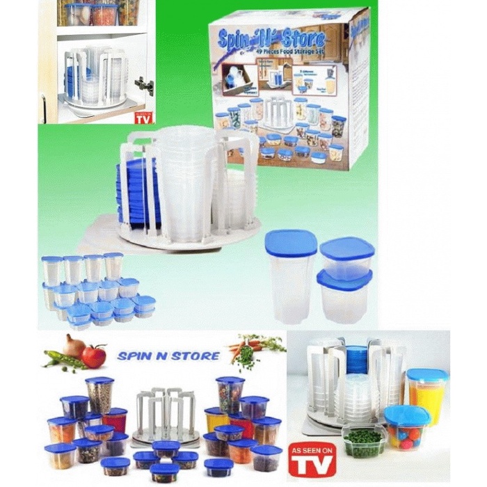 Smart Spin and Store wadah penyimpanan 49in1 Toples Unik SPIN N STORE As Seen TV 1 Set 24 Pcs Toples Rak Putar lebaran ramadhan