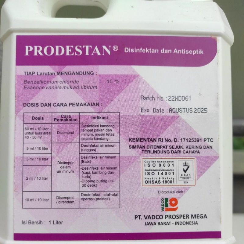 CETADEST BKC 10 | Desinfektan Kandang Alat Lingkungan Minum Anti Bakteri Virus dan Jamur Aroma Lemon | 1 Liter | Apoternak