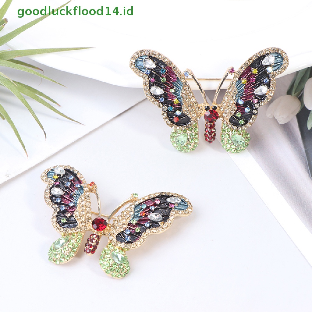 [GOOGFOUR] 1pc Elegan Pesona Kupu-Kupu Bros Wanita Berlian Imitasi Besar Butterfly Pins [TOP]