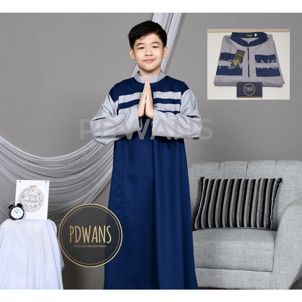 JUBAH ANAK REMAJA TANGGUNG Bahan Katun Toyobo Resleting Baju Muslim Anak Jubah Gamis Seri Warna PDWANS - JbA02W