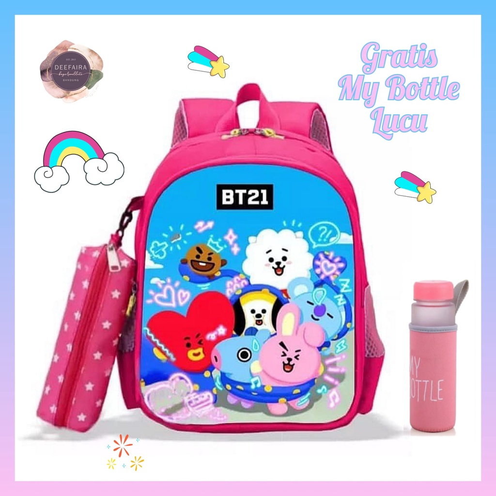 Tas Ransel Sekolah Anak Perempuan B3te21 Free Botol Minum Lucu Untuk Anak Paud Tk &amp; Sd