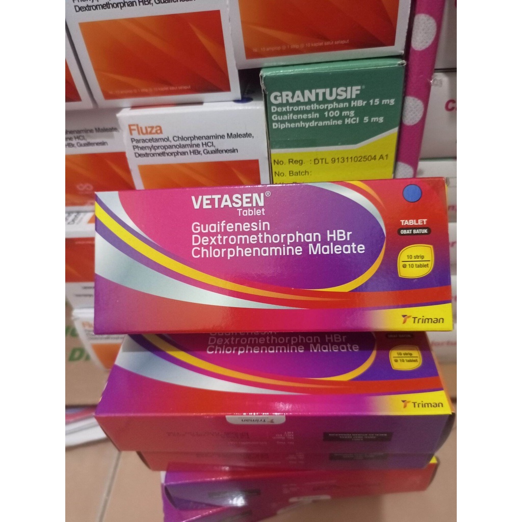 Vetasen 1 Box Isi 10 Strip Meredakan Batuk dan Pilek