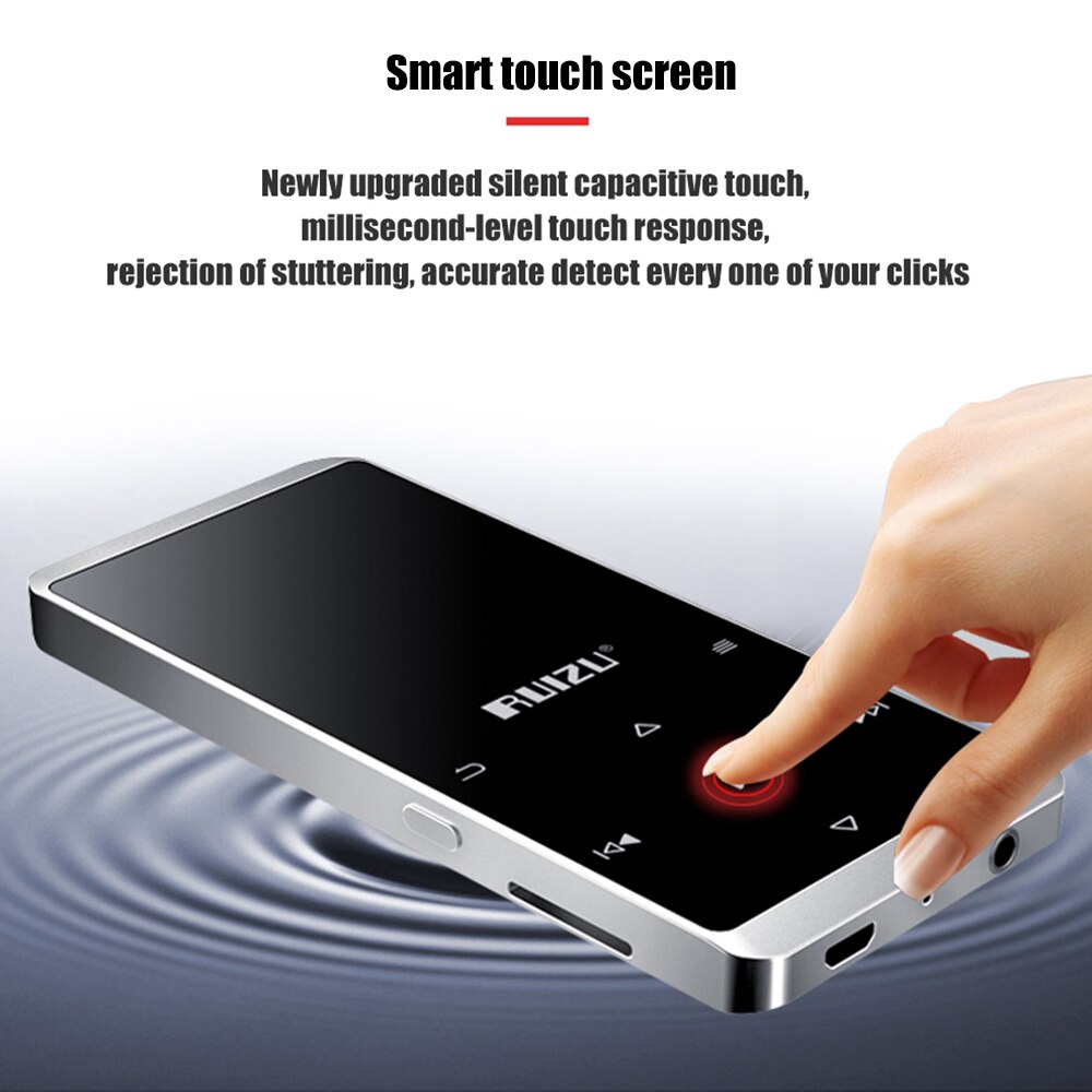 RUIZU MP3 Player Bluetooth HiFi Digital Audio Player Touchscreen 16GB - D02 - Black