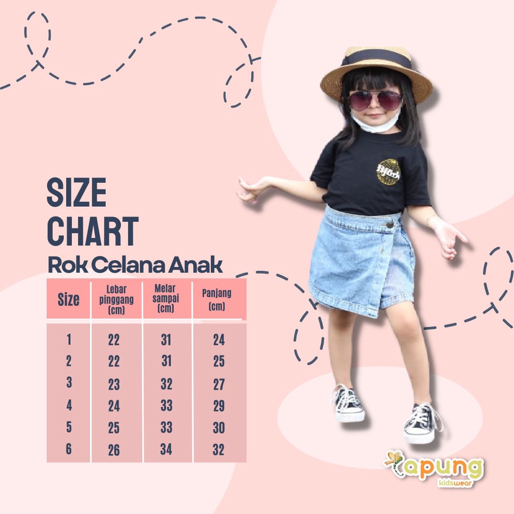 (capung kidswear) Rok Celana Anak Perempuan Jeans Rocela Anak (1-6 tahun)