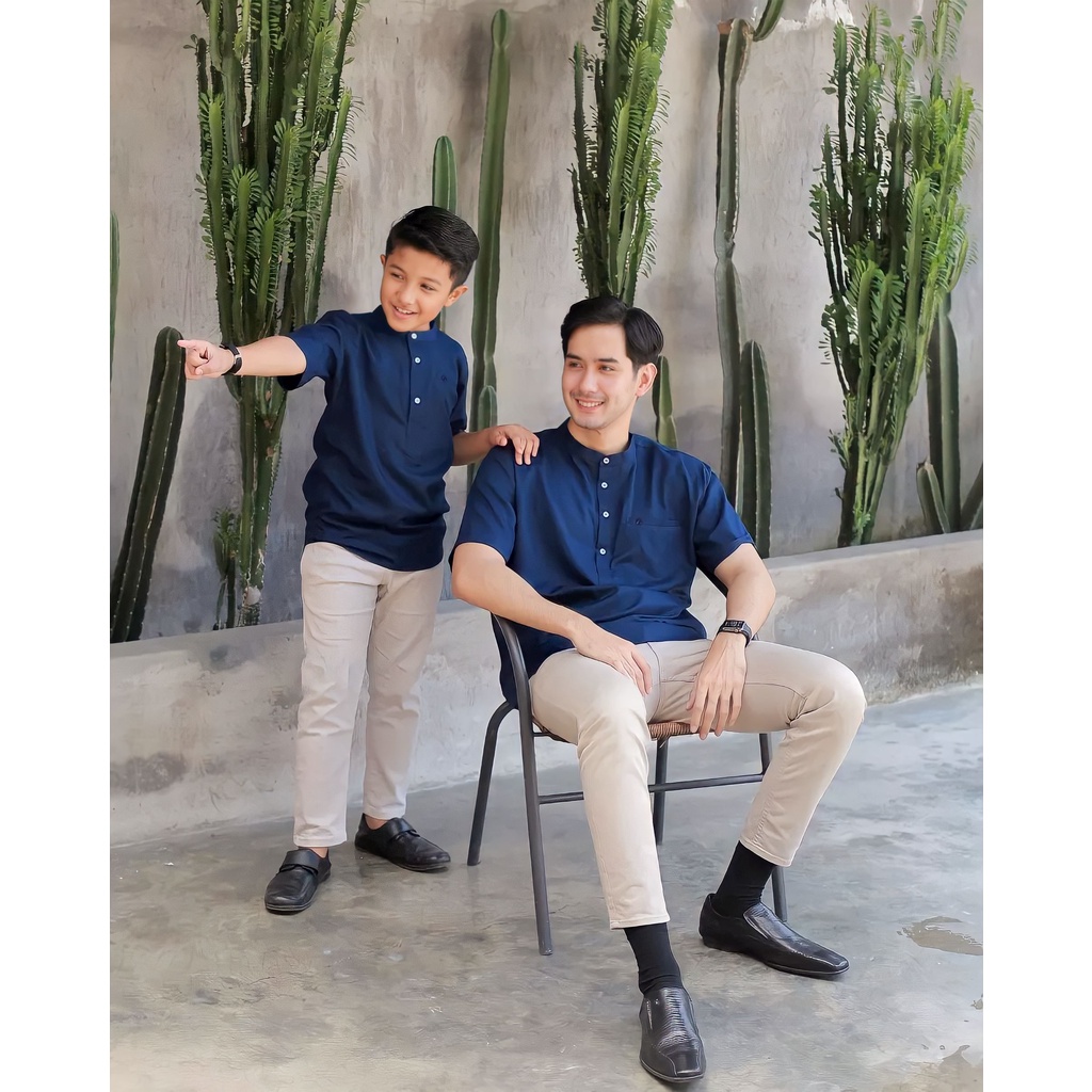 Baju Koko Kurta Pria Couple Ayah dan Anak laki laki Lengan 3/4