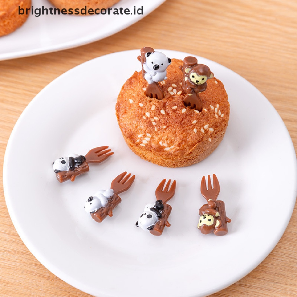 [Birth] 6 Pcs Hewan Kucing paw Buah Garpu Mini Kartun Anak Snack Kue Pick Tusuk Gigi [ID]