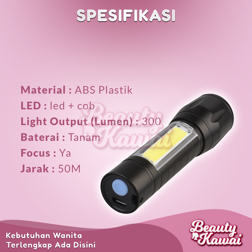 Senter Mini Gantungan Kunci Welite Cas USB Type-C LED COB Lampu