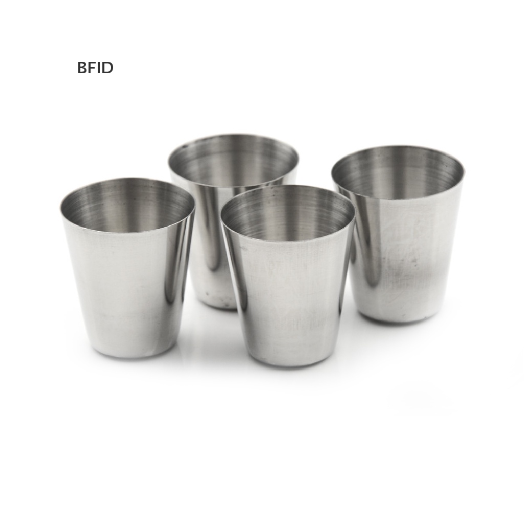 [BFID] Set Gelas Sloki Stainless Steel Camping/Travel 4pcs Baru [ID]