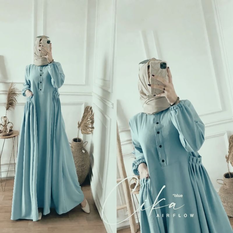 CIKA DRESS MAXY ORI CRINKLE AIRFLOW/GAMIS MUSLIM WANITA TERLARIS/DRESS JUMBO/GAMIS CRINKLE BUSUI/FAR MOSLEMSTORE