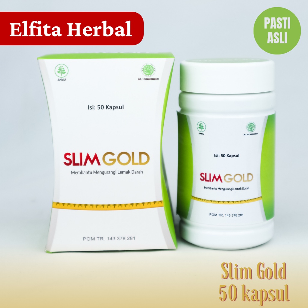 Slim Gold Obat Pelangsing Badan Cepat Dan Ampuh BPOM Herbal Kapsul Diet Perut Wanita Pria